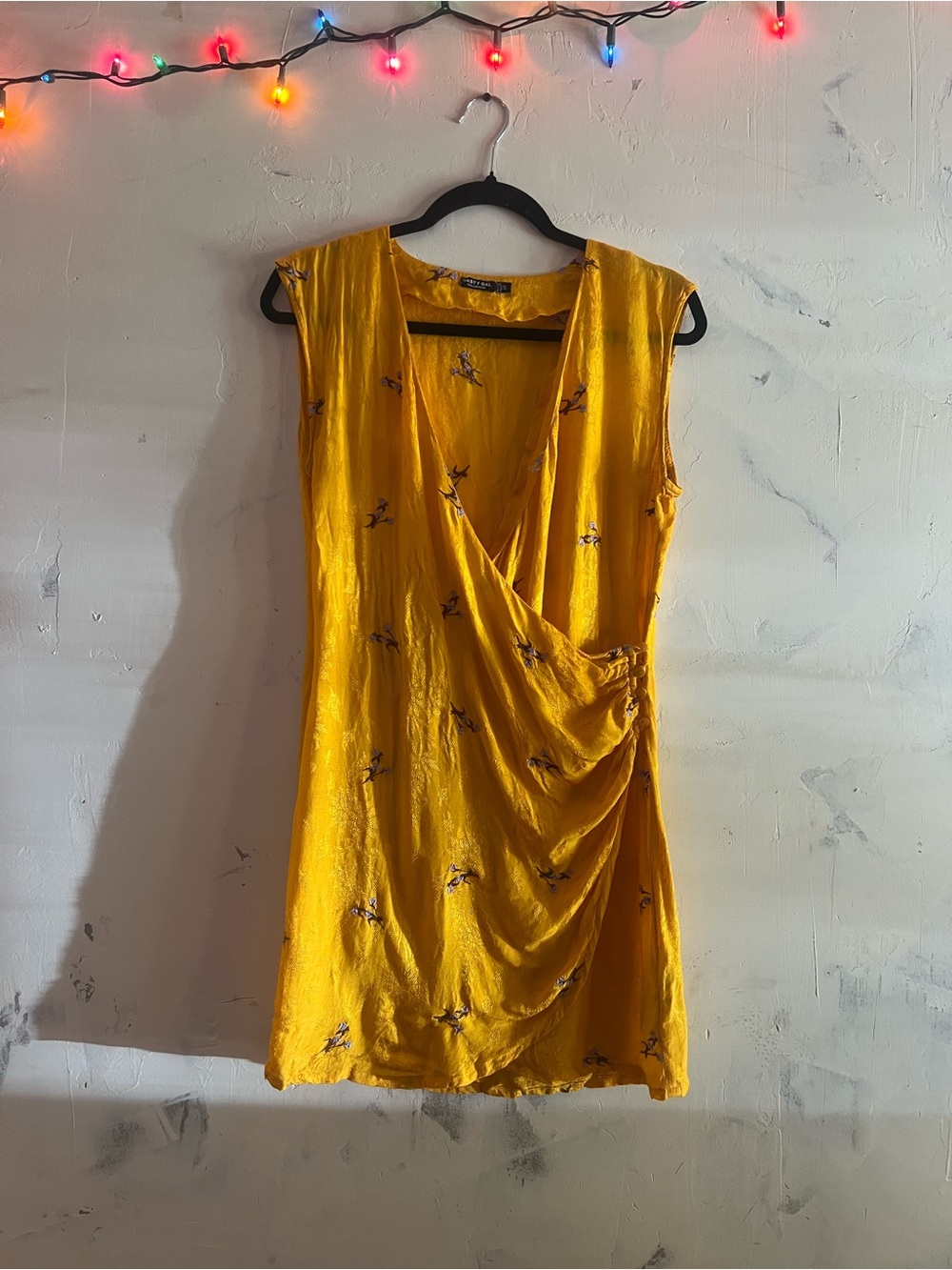 Nasty Gal Floral Embroidered Mini Wrap Dress